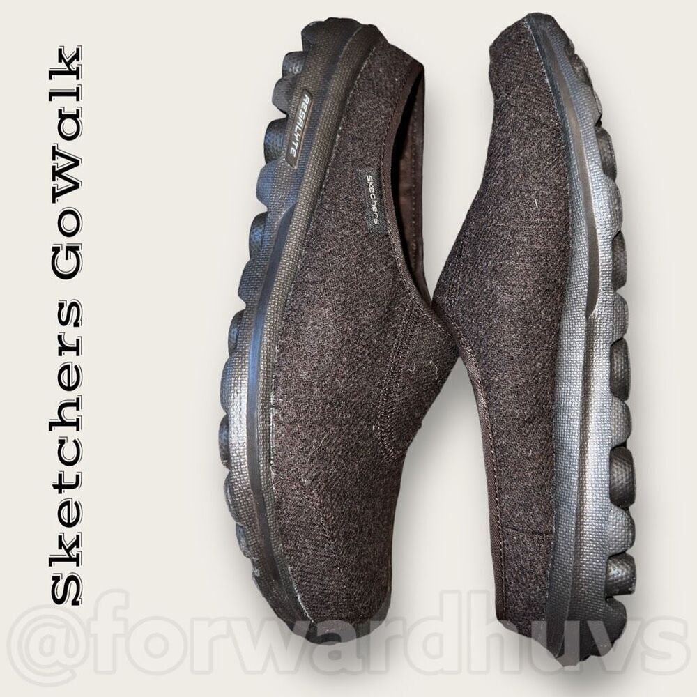 Sketchers GoWalk Chocolate Brown Foam Fit Low Back Shoes Size 8 - Picture 3 of 11